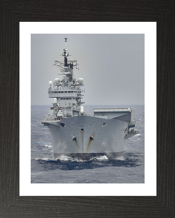 HMS Ark Royal (R07) Photo Print - USA 2008 - Royal Navy Invincible Class Aircraft Carrier Hampshire Prints 10 x 8 Black Frame Yes