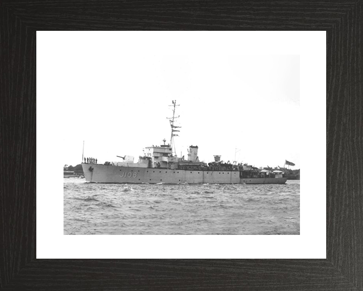 HMS Acute (J106) Royal Navy Algerine Class Minesweeper Photo Print Warship Wall Art Posters, Prints, & Visual Artwork Hampshire Prints 10 x 8 Black Frame Yes