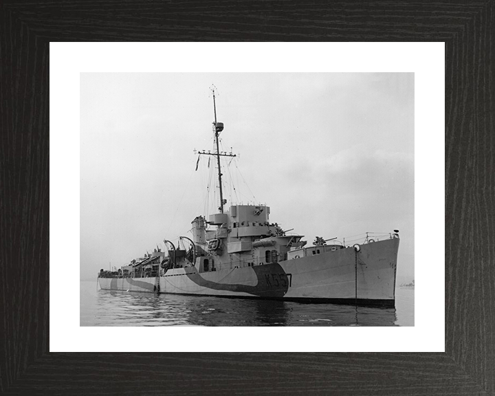 HMS Riou (K557) Photo Print - at sea 1944 - Royal Navy Captain Class Frigate Posters, Prints, & Visual Artwork Hampshire Prints 10 x 8 Black Frame Yes