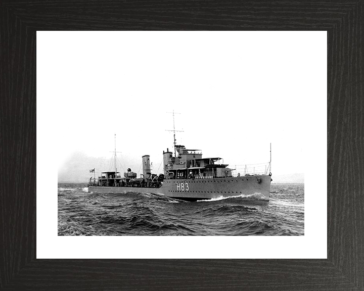 HMS Cygnet (H83) Photo Print - At Sea - Royal Navy C Class Destroyer Posters, Prints, & Visual Artwork Hampshire Prints 10 x 8 Black Frame Yes