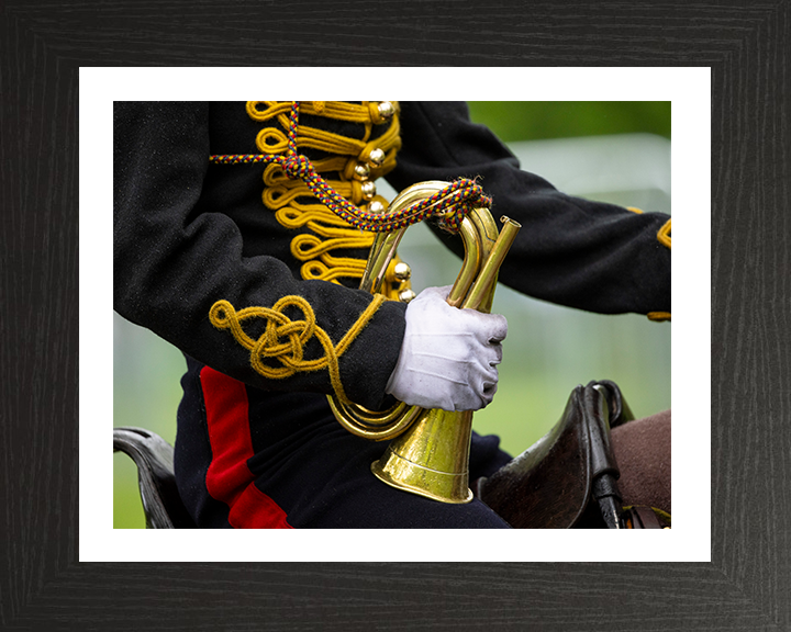 King’s Troop Royal Horse Artillery Bugler on horseback Photo Print - British Army Hampshire Prints 10 x 8 Black Frame Yes