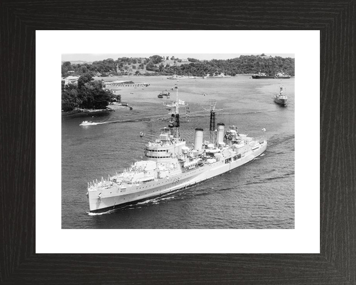 HMS Belfast (C35) Royal Navy Town Class Light Cruiser High Port Bow View Photo Print Wall Art Decor Posters, Prints, & Visual Artwork Hampshire Prints 10 x 8 Black Frame Yes