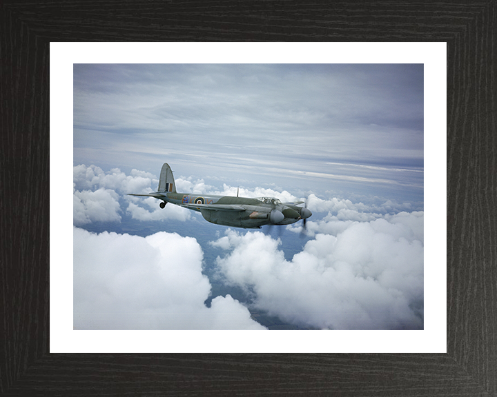 RAF De Havilland Mosquito IIF in flight Photo Print - Royal Air Force Aircraft Hampshire Prints 10 x 8 Black Frame Yes