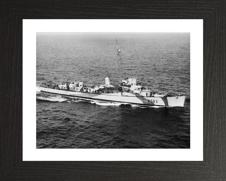 HMS Hotham (K583) Photo Print - At Sea 1944 - Royal Navy Captain Class Frigate Hampshire Prints 10 x 8 Black Frame Yes