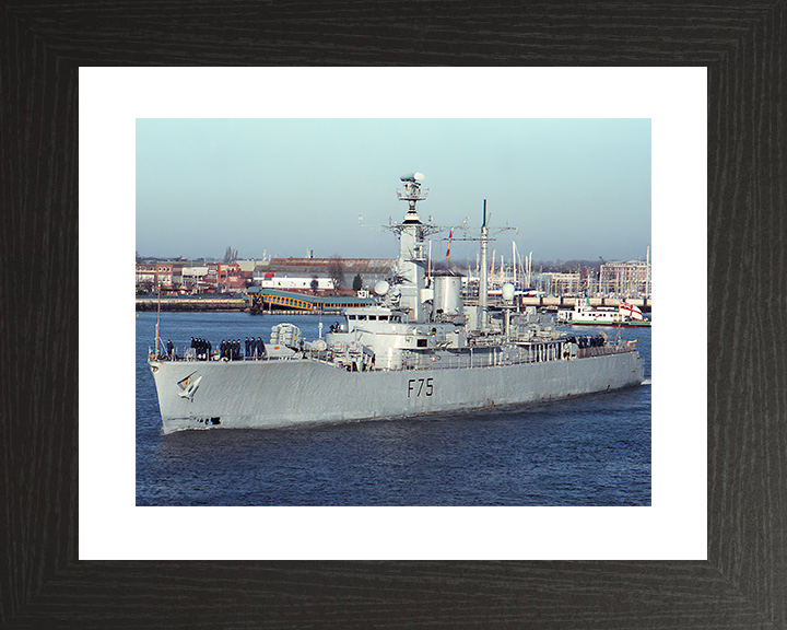 HMS Charybdis (F75) Royal Navy Leander Class Frigate Leaving Portsmouth Photo Print Wall Art Decor Posters, Prints, & Visual Artwork Hampshire Prints 10 x 8 Black Frame Yes