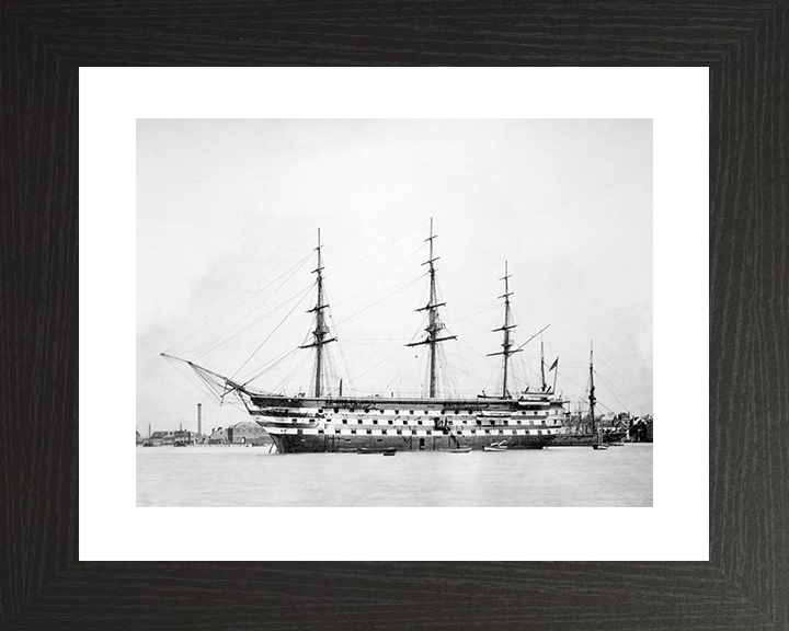 HMS Britannia (Prince of Wales) 1860 Royal Navy Training Ship Port Side Photo Print Wall Art Decor Posters, Prints, & Visual Artwork Hampshire Prints 10 x 8 Black Frame Yes