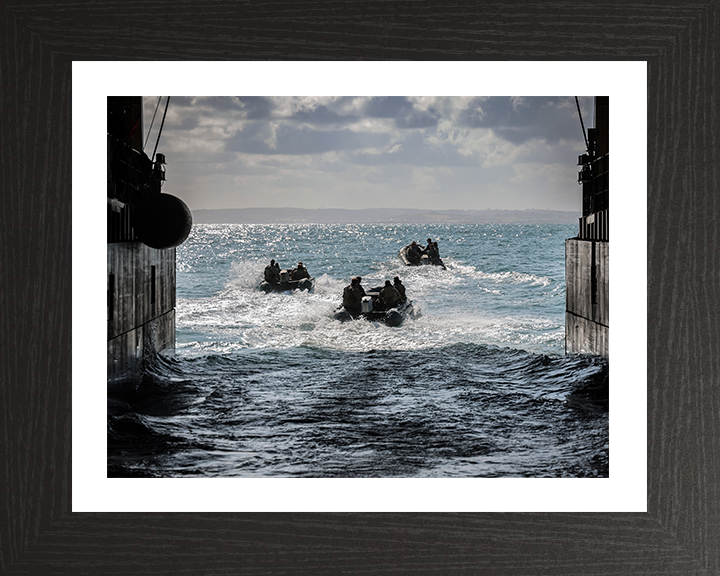Royal Marines Deploy From RFA Lyme Bay Photo Print - Commando Hampshire Prints 10 x 8 Black Frame Yes