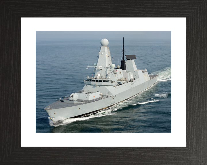 HMS Daring (D32) Royal Navy Type 45 Destroyer Underway Port Side View Photo Print Wall Art Decor Posters, Prints, & Visual Artwork Hampshire Prints 10 x 8 Black Frame Yes