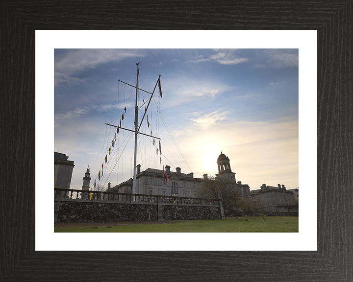HMS Drake Photo Print - Devonport - Dress Ship - Royal Navy Shore Establishment Hampshire Prints 10 x 8 Black Frame Yes