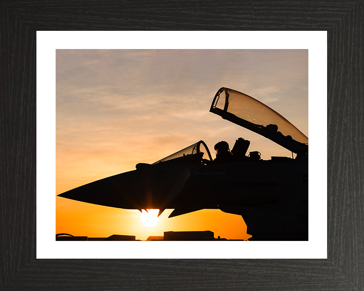 RAF Typhoon Cockpit at sunset Photo Print - Royal Air Force Aircraft Hampshire Prints 10 x 8 Black Frame Yes
