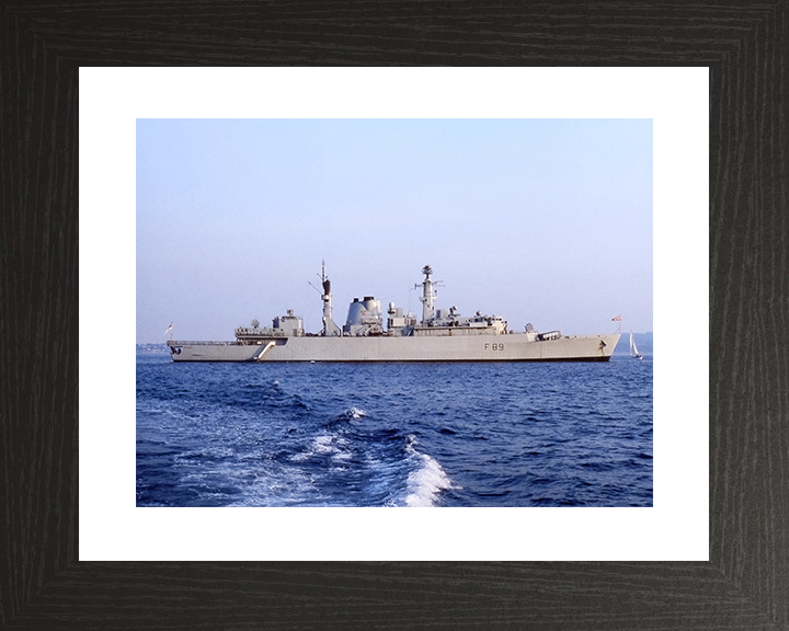 HMS Battleaxe (F89) Royal Navy Type 22 Frigate At Anchor Photo Print Wall Art Decor Posters, Prints, & Visual Artwork Hampshire Prints 10 x 8 Black Frame Yes