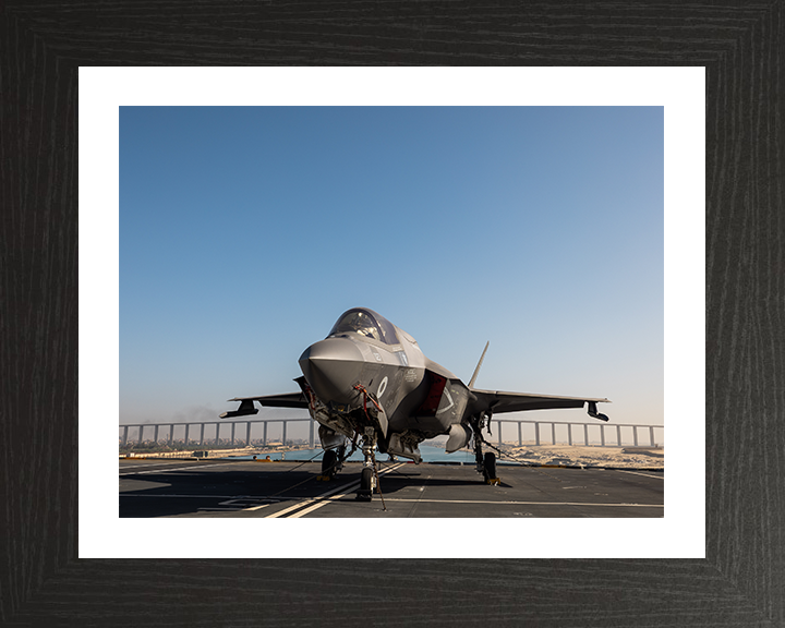 F-35B Lighting jet on HMS Prince of Wales 2025 Photo Print - Royal Navy Aircraft Hampshire Prints 10 x 8 Black Frame Yes