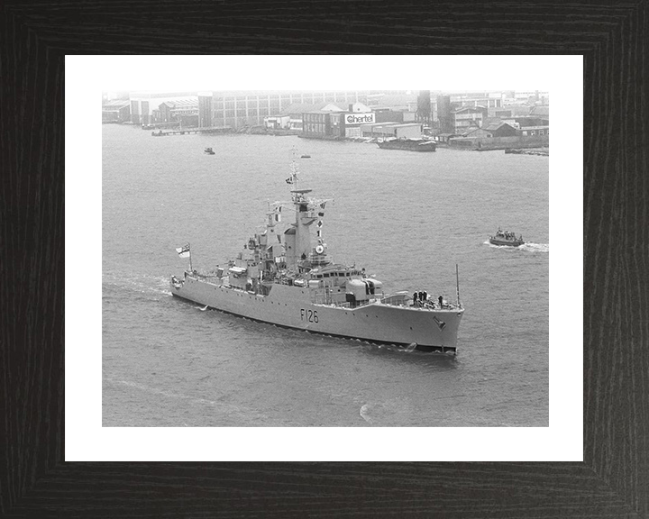 HMS Plymouth (F126) Photo Print - Amsterdam 1974 - Royal Navy Rothesay Class Frigate Hampshire Prints 10 x 8 Black Frame Yes