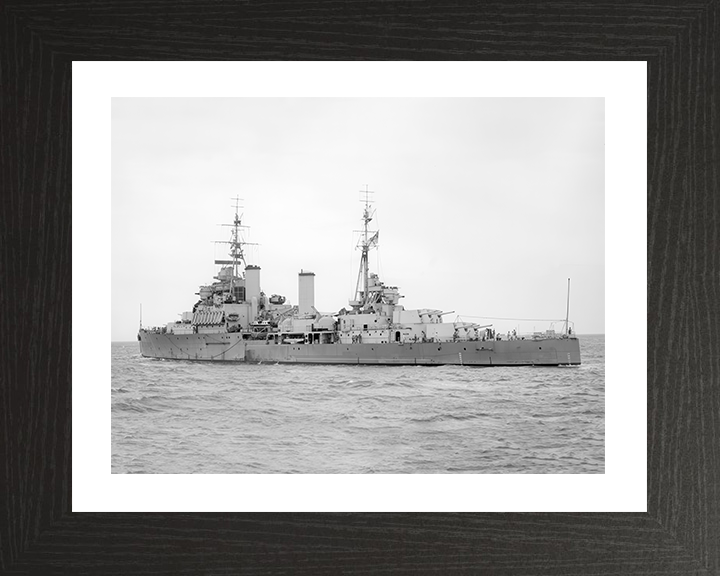 HMS Gambia (48) Photo Print - At Sea - Royal Navy Fiji Class Light Cruiser Hampshire Prints 10 x 8 Black Frame Yes