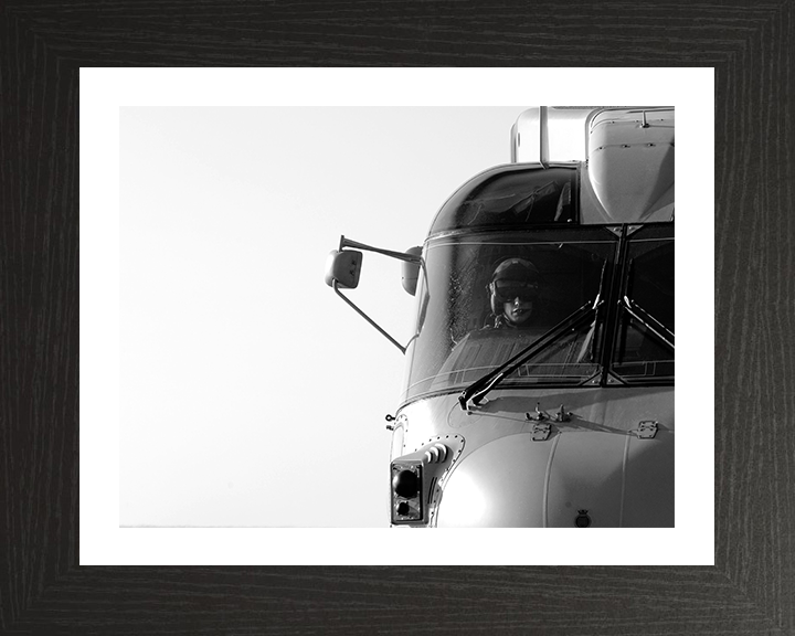 Merlin Helicopter Pilot Portrait Photo Print - Royal Navy Aircraft Hampshire Prints 10 x 8 Black Frame Yes