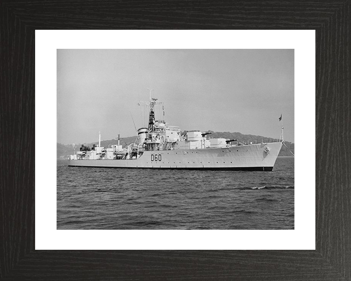 HMS Sluys (D60) Photo Print - At a Buoy 1949 - Royal Navy Battle Class Destroyer Posters, Prints, & Visual Artwork Hampshire Prints 10 x 8 Black Frame Yes