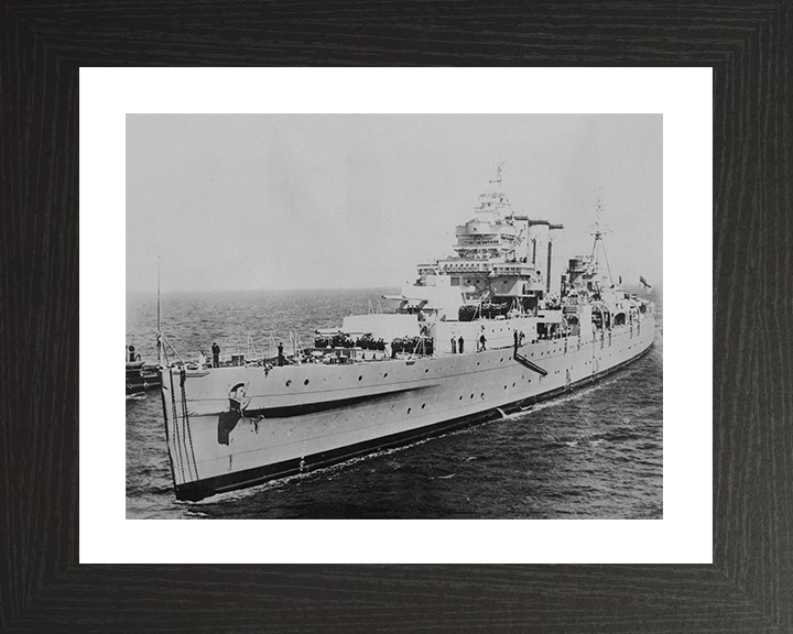 HMS Shropshire (73) Photo Print - Port Side View - Royal Navy County Class Heavy Cruiser Posters, Prints, & Visual Artwork Hampshire Prints 10 x 8 Black Frame Yes