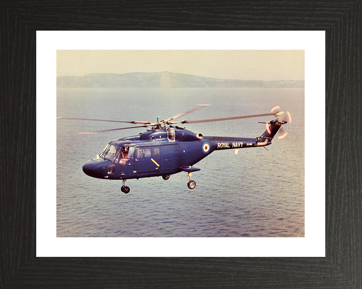 Westland Lynx Helicopter in Flight 1984 Photo Print - Royal Navy Aircraft Hampshire Prints 10 x 8 Black Frame Yes