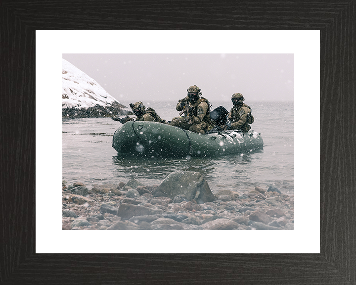 Royal Marines on a Inflatable Raiding Craft in the Snow Photo Print 30 Commando Wall Art Military Decor Posters, Prints, & Visual Artwork Hampshire Prints 10 x 8 Black Frame Yes