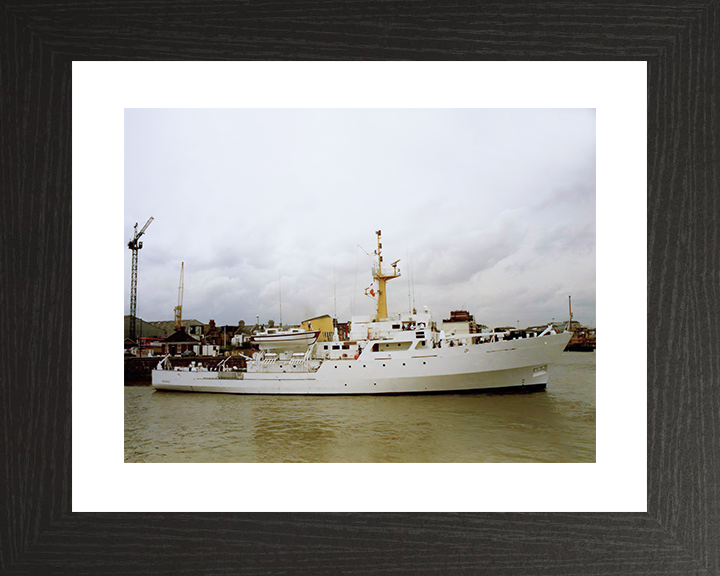 HMS Beagle (A319) Royal Navy Bulldog Class Survey Vessel Starboard Beam View Photo Print Wall Art Decor Posters, Prints, & Visual Artwork Hampshire Prints 10 x 8 Black Frame Yes