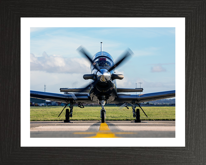 RAF Texan aircraft on a runway Photo Print - Royal Air Force Aircraft Hampshire Prints 10 x 8 Black Frame Yes