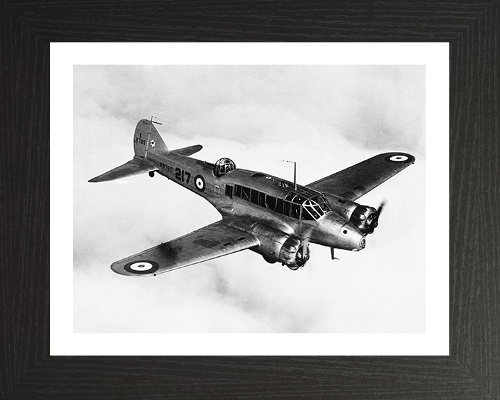 RAF Avro Anson Mark 1 in flight Photo Print - Royal Air Force Aircraft Hampshire Prints 10 x 8 Black Frame Yes