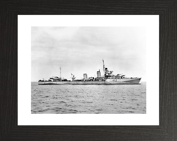 HMS Achates (H12) Royal Navy A Class destroyer Destroyer Photo Print Starboard View Warship Wall Art Posters, Prints, & Visual Artwork Hampshire Prints 10 x 8 Black Frame Yes