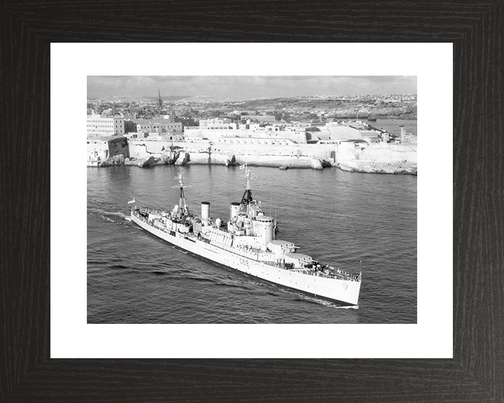 HMS Bermuda (52) Royal Navy Fiji Class Light Cruiser Leaving Harbour Photo Print Wall Art Decor Posters, Prints, & Visual Artwork Hampshire Prints 10 x 8 Black Frame Yes