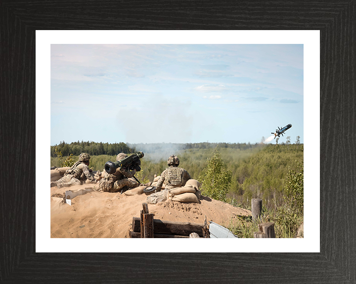 Royal Marine Commandos firing a Javelin Missile Photo Print - 45 Commando Hampshire Prints 10 x 8 Black Frame Yes