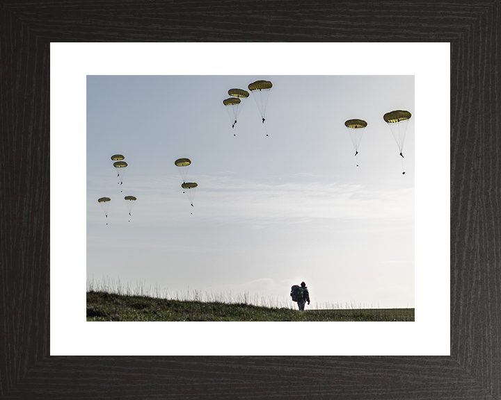 British Army Medic and Parachutes 2026 Photo Print Wall Art Military Decor Poster Posters, Prints, & Visual Artwork Hampshire Prints 10 x 8 Black Frame Yes