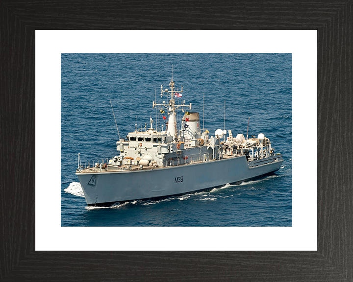 HMS Atherstone (M38) Royal Navy Hunt Class Mine Warfare Vessel High Port Side View Photo Print Wall Art Decor Posters, Prints, & Visual Artwork Hampshire Prints 10 x 8 Black Frame Yes