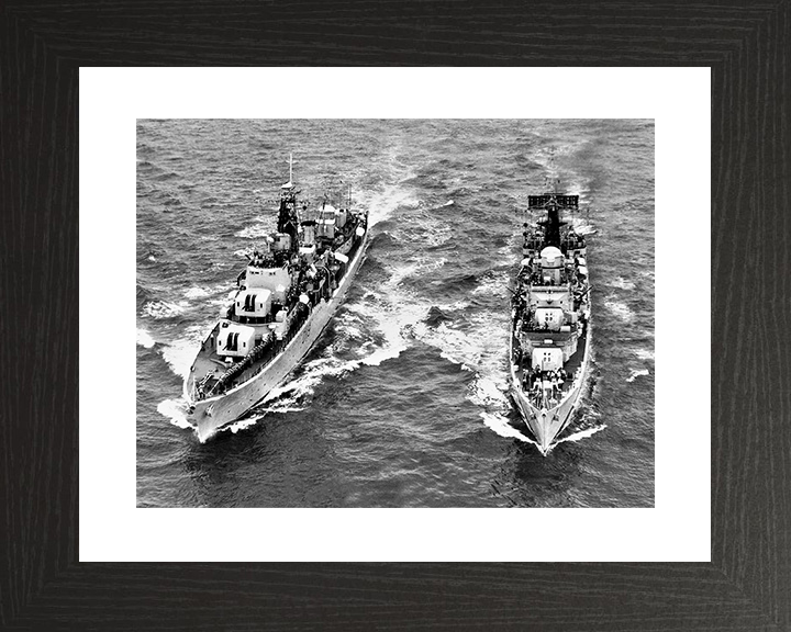 HMS Delight and HMS Battleaxe Royal Navy Warships At Sea Photo Print Wall Art Decor Posters, Prints, & Visual Artwork Hampshire Prints 10 x 8 Black Frame Yes
