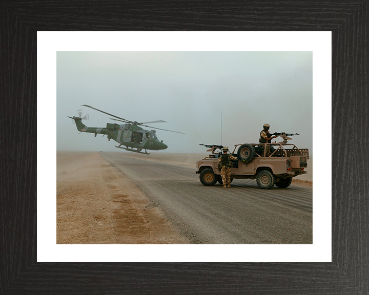 Army Air Corps Lynx Helicopter Basra Photo Print - British Army Hampshire Prints 10 x 8 Black Frame Yes