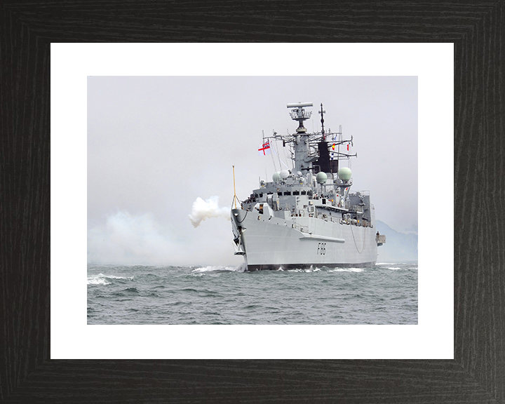 HMS Campbeltown (F86) Royal Navy Type 22 Frigate Gun Salute Photo Print Wall Art Decor Posters, Prints, & Visual Artwork Hampshire Prints 10 x 8 Black Frame Yes