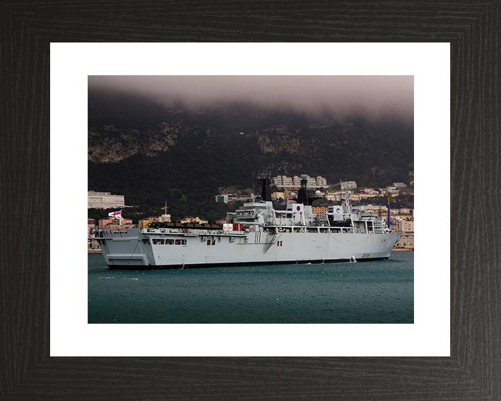 HMS Albion (L14) Royal Navy Albion Class Amphibious Ship Entering Harbour Photo Print Wall Art Naval Decor Posters, Prints, & Visual Artwork Hampshire Prints 10 x 8 Black Frame Yes