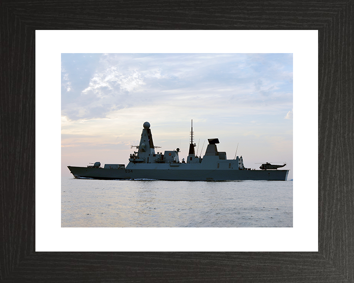 HMS Diamond (D34) Royal Navy Type 45 Destroyer Port Side Silhouette 2012 Photo Print Wall Art Decor Posters, Prints, & Visual Artwork Hampshire Prints 10 x 8 Black Frame Yes