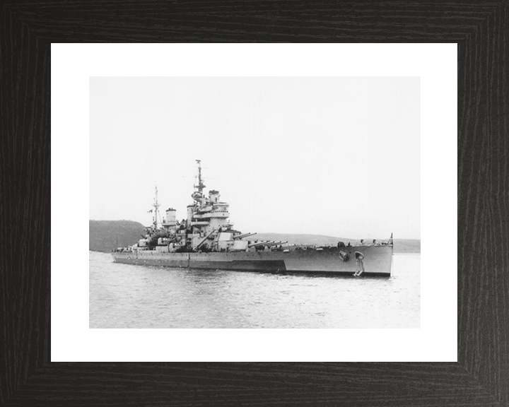 HMS Anson (79) Royal Navy King George V Class Battleship Starboard View Photo Print Wall Art Decor Posters, Prints, & Visual Artwork Hampshire Prints 10 x 8 Black Frame Yes