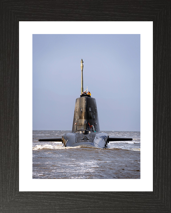 HMS Astute (S119) Photo Print - Bow View 2009 - Royal Navy Astute Class Submarine Hampshire Prints 10 x 8 Black Frame Yes