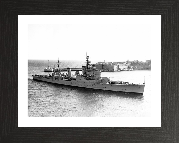 HMS Birmingham (C19) Photo Print - Valletta 1957 - Royal Navy Town Class Light Cruiser Posters, Prints, & Visual Artwork Hampshire Prints 10 x 8 Black Frame Yes