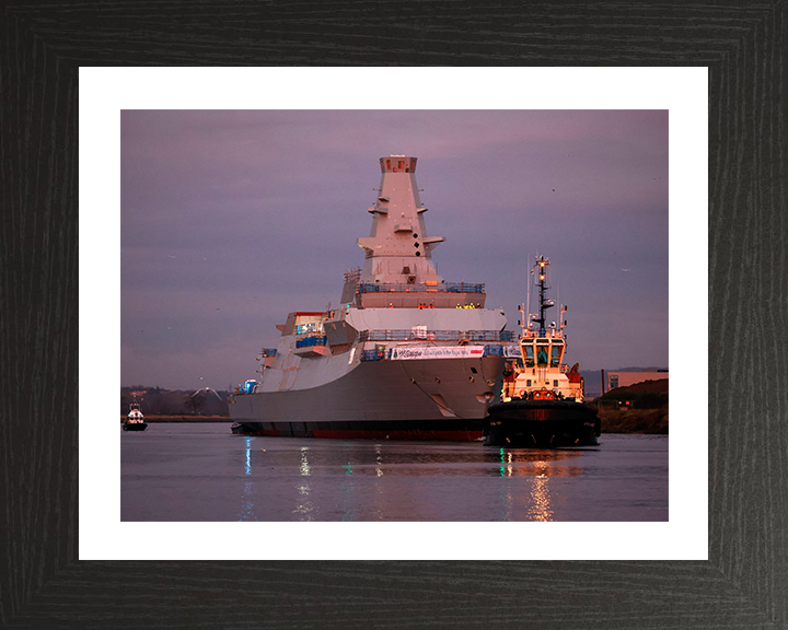 HMS Glasgow (F88) Photo Print - Scotstoun Shipyard - Royal Navy Type 26 Frigate Hampshire Prints 10 x 8 Black Frame Yes