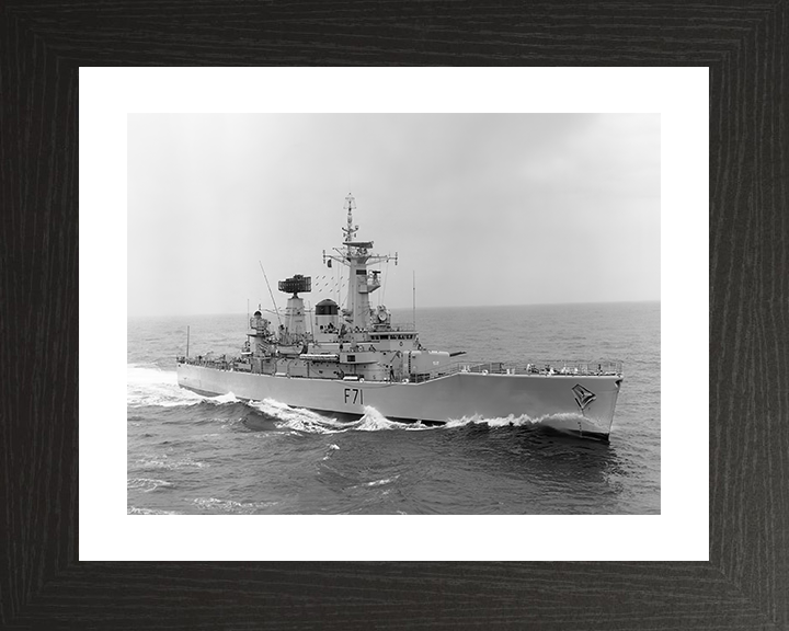 HMS Scylla (F71) Photo Print - At Sea 1970 - Royal Navy Leander Class Frigate Posters, Prints, & Visual Artwork Hampshire Prints 10 x 8 Black Frame Yes