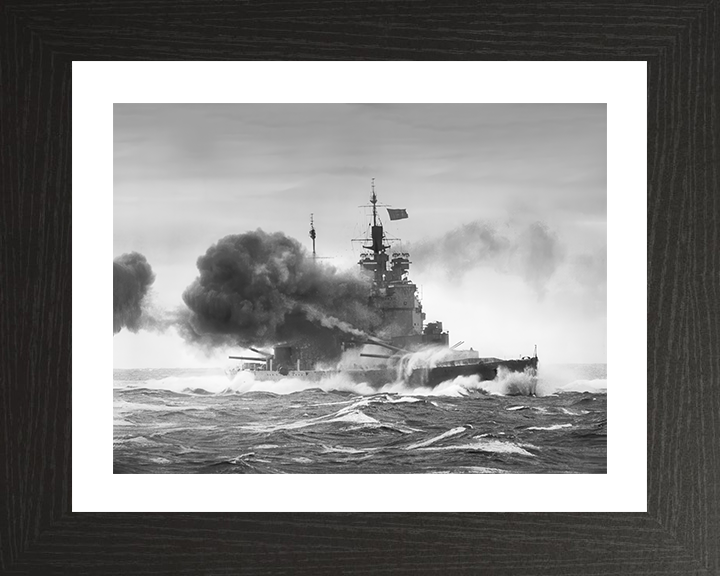 HMS Duke of York (17) Photo Print - Broadside 1943 - Royal Navy King George V Class Battleship Posters, Prints, & Visual Artwork Hampshire Prints 10 x 8 Black Frame Yes