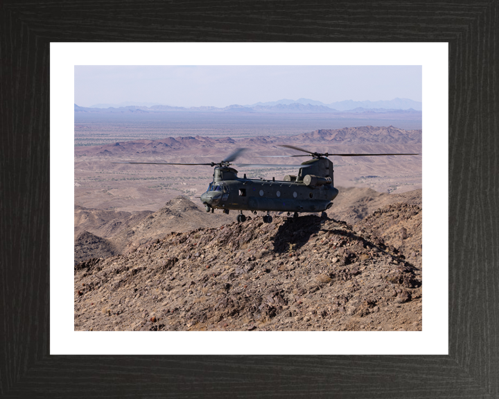RAF Chinook Helicopter two-wheeled landing Photo Print - Royal Air Force Aircraft Hampshire Prints 10 x 8 Black Frame Yes