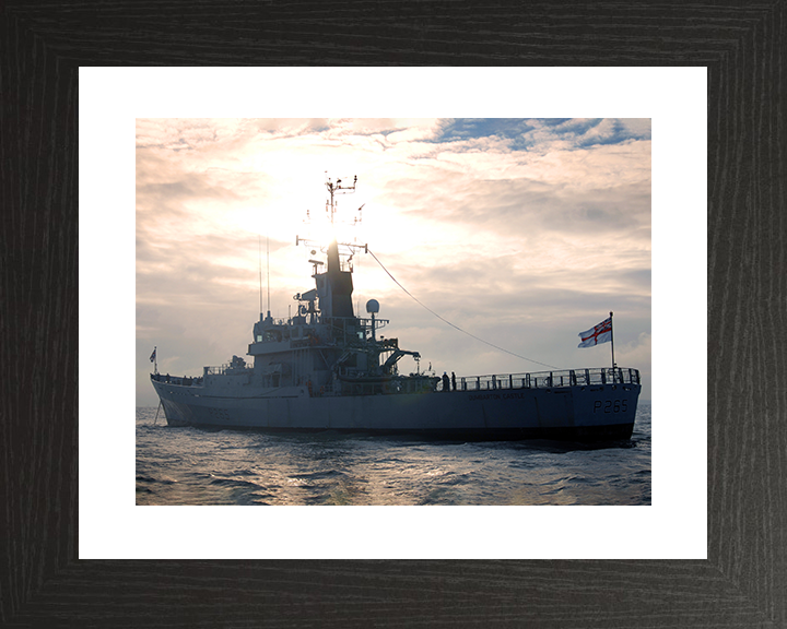HMS Dumbarton Castle (P265) Royal Navy Castle Class Patrol Vessel At Anchor Photo Print Wall Art Decor Posters, Prints, & Visual Artwork Hampshire Prints 10 x 8 Black Frame Yes