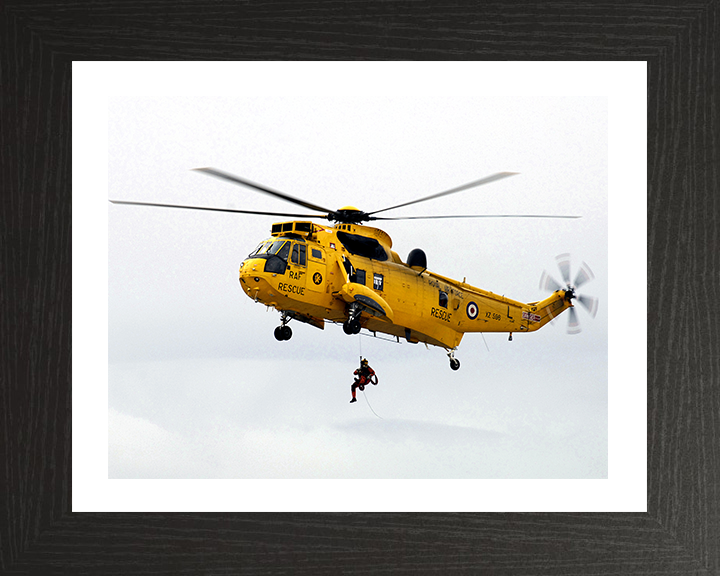 RAF Search and Rescue (SAR) Sea King Helicopter Photo Print - Royal Air Force Aircraft Hampshire Prints 10 x 8 Black Frame Yes