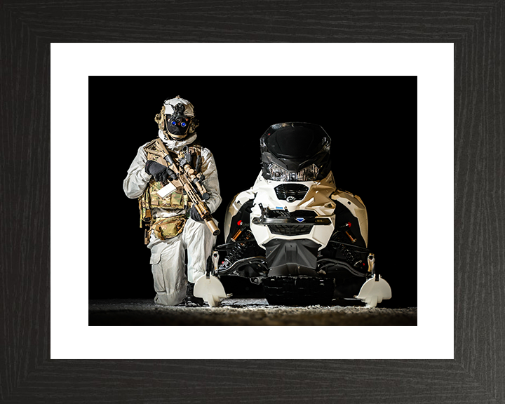 Royal Marine With an Oversnow Reconnaissance Vehicle Photo Print 30 Commando Wall Art Military Decor UK Posters, Prints, & Visual Artwork Hampshire Prints 10 x 8 Black Frame Yes