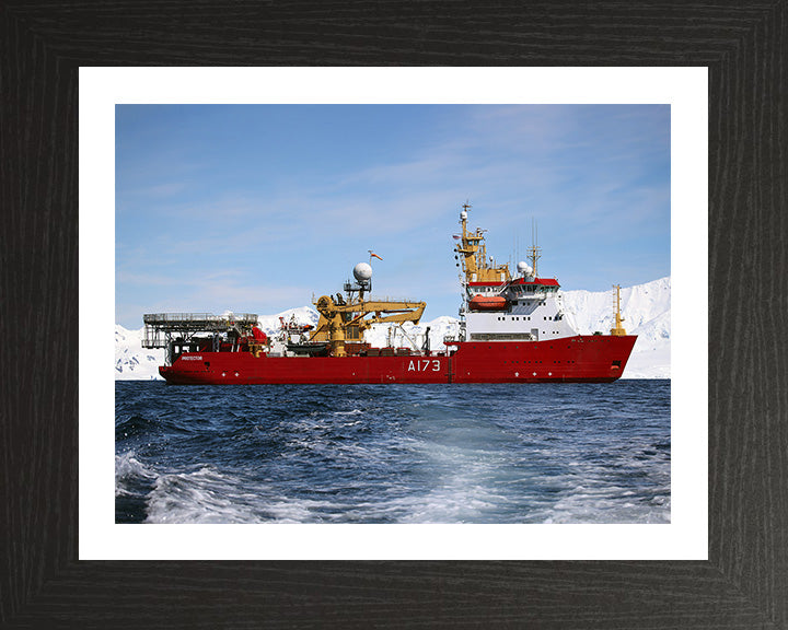 HMS Protector (A173) Photo Print - Starboard Beam - Royal Navy Ice Patrol Vessel Hampshire Prints 10 x 8 Black Frame Yes