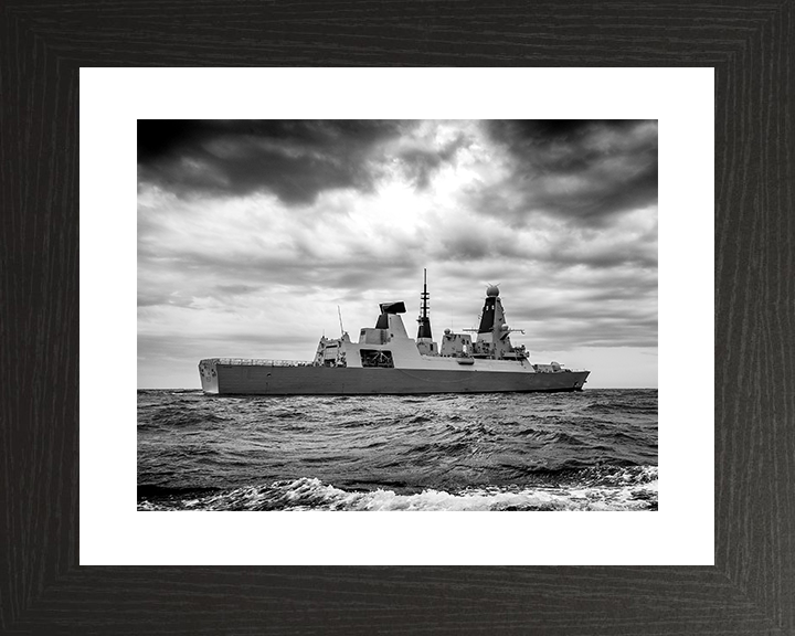 HMS Duncan (D37) Royal Navy Type 45 Destroyer Black and White Photo Print Wall Art Decor UK Posters, Prints, & Visual Artwork Hampshire Prints 10 x 8 Black Frame Yes