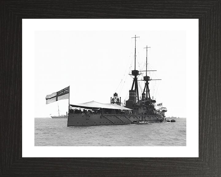 HMS Temeraire (1907) Photo Print - Spithead 1909 - Royal Navy Bellerophon Class Battleship Hampshire Prints 10 x 8 Black Frame Yes