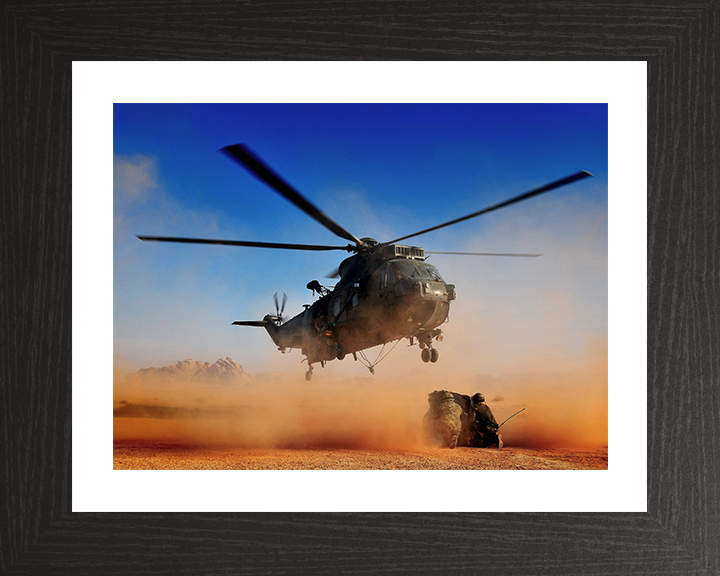 Sea King Helicopter Load Lifting in Jordan 2013 Photo Print - Royal Navy Aircraft Posters, Prints, & Visual Artwork Hampshire Prints 10 x 8 Black Frame Yes